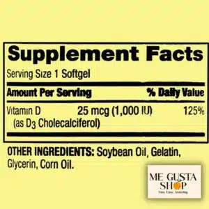 Spring Valley Vitamin D3, 25mcg, 1,000 IU – 100 Softgels