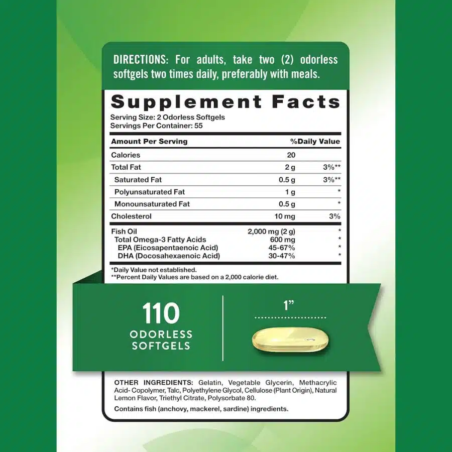 Nature's Truth Fish Oil Capsule supplement facts