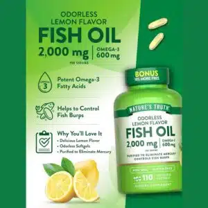 Nature’s Truth Fish Oil 2000mg | Omega-3 | Lemon Flavor | 110 Softgels