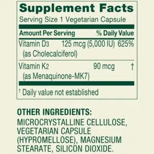 Spring Valley Vitamin K2 (90mcg) + D3 (125mcg) 90 Capsule
