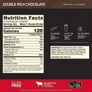 Optimum Nutrition Gold Standard 100% Whey Protein Powder, Double Rich Chocolate (1 Pound)