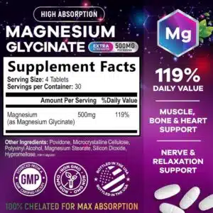 Nature’s Nutrition Magnesium Glycinate 500mg – 120 Tablets