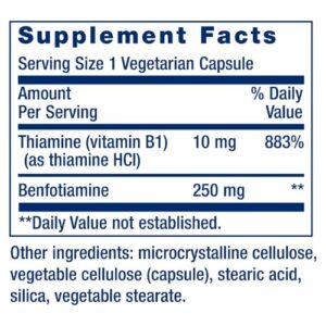 Life Extension Mega Benfotiamine 250 Mg Capsules Supplement facts