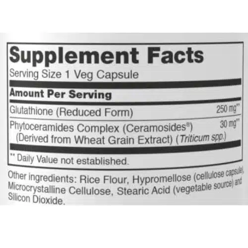 Now Foods Glutathione Skin Brightener Capsules Supplement facts