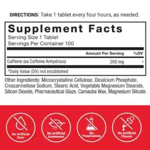Force Factor Caffeine 200 mg (100 Tablets)