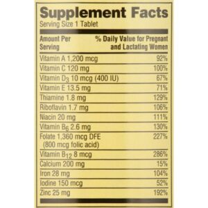 Spring Valley Prenatal Multivitamin Tablets supplement facts