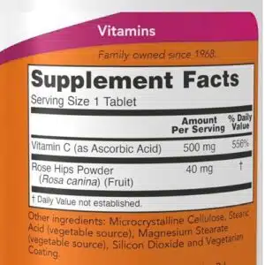 NOW Foods Supplements, Vitamin C-500 with Rose Hips, Antioxidant Protection*, 100 Tablets