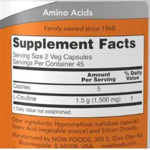 NOW Foods L-Citrulline 750 mg 90 Veg Capsules