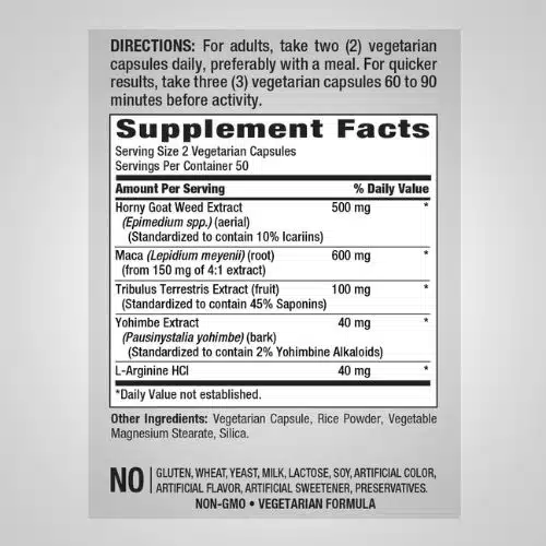 Piping Rock Horny Goat Weed Complex supplement facts