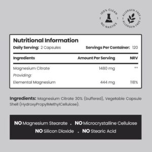 Vitabright Magnesium Citrate 1480mg Capsule supplement Facts