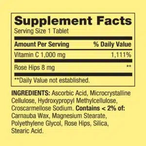 Spring Valley Vitamin C 1000 Mg Tablets supplement facts