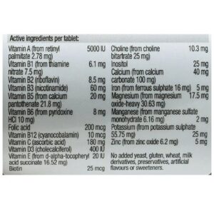 Blackmores Multivitamin + Mineral Tablets supplement facts