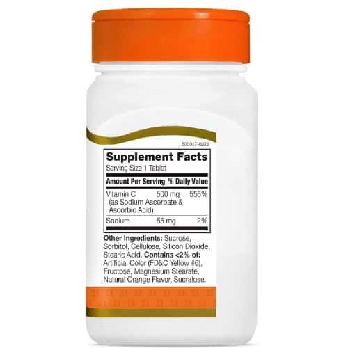 21st Century Vitamin C 500 mg Tablet supplement facts
