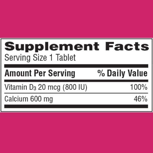 Caltrate 600+D3 spplemement facts