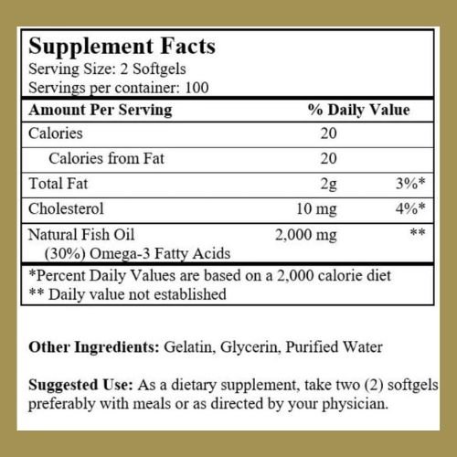 Golden Alaska Deep Sea Fish Oil 1000mg Supplement Facts