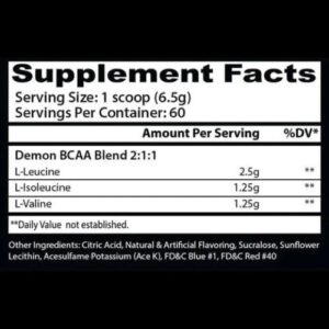 Insane Labz Demon BCAA supplement facts