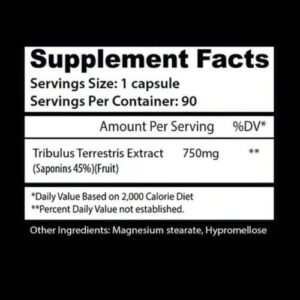 Insane Labz Tribulus Terrestris supplement facts