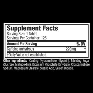 MuscleTech Caffeine nutrition facts