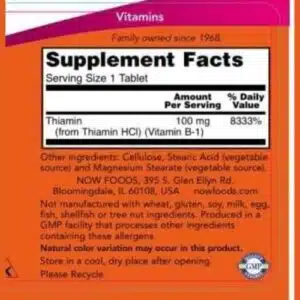 NOW Foods, B-1 100 mg (100 Tablets) in Bangladesh