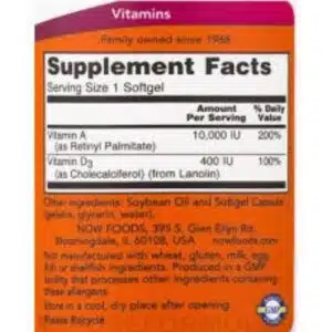 Now Foods Vitamin A & D 10000/400 (100 Softgels)