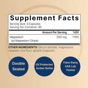Naturebell Magnesium Citrate 500mg Capsule Supplement Facts