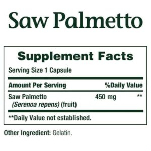 Nature's Bounty Saw Palmetto Supplement Facts