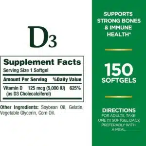 Nature’s Bounty Vitamin D3 (125mcg) 5000 IU -150 Softgels