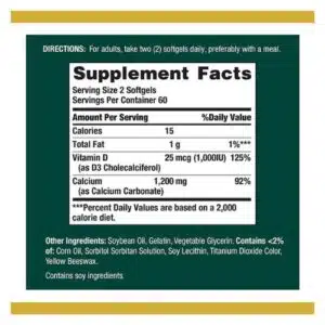 Nature’s Bounty Calcium 1200 mg With Vitamin D3 (120 Softgels)