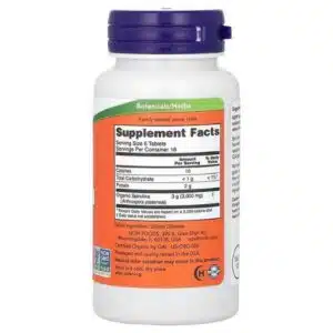 Now Foods Organic Spirulina 500mg (100 Tablets) | Certified Organic