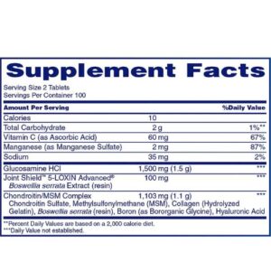 Osteo Bi Flex healthy joints tablets nutrition facts