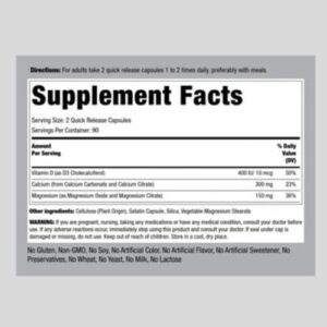 Piping Rock Calcium and Magnesium Citrate Supplement Facts