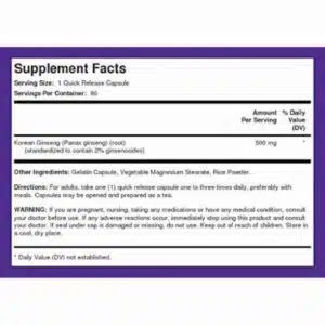 Piping Rock Korean Ginseng 500mg Panax Ginseng (90 Capsules)
