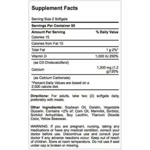 Puritan’s Pride, Absorbable Calcium 1200 mg with Vitamin D 1000 IU (200 Softgels)