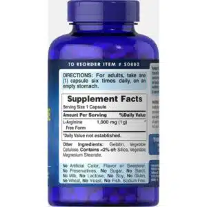 Puritan’s Pride L-Arginine 1000 mg (100 Capsules)