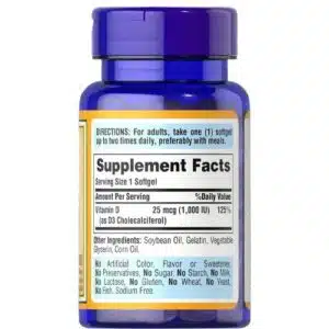 Puritan’s Pride Vitamin D3 (25 mcg) 1000 IU -100 Softgels