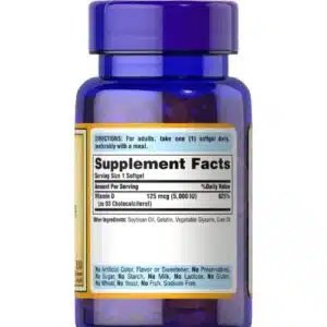 Puritan’s Pride Vitamin D3 (125 mcg) 5000 IU -100 Softgels