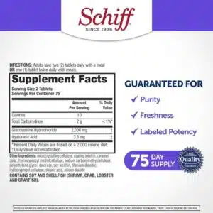 Schiff Glucosamine With Vitamin D3 And Hyaluronic Acid (150 Tablets)