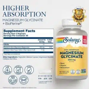 Solaray Magnesium Glycinate 350Mg (120 Capsules) | Best Price in Bangladesh