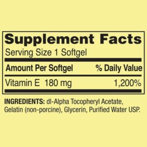 Spring Valley Vitamin E 400 IU Supplement Facts