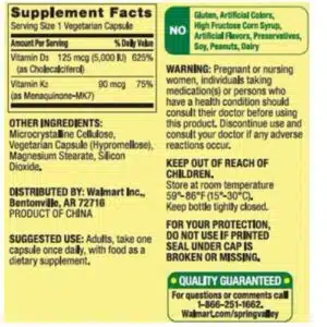 Spring Valley Vitamin K2 and D3 Supplement