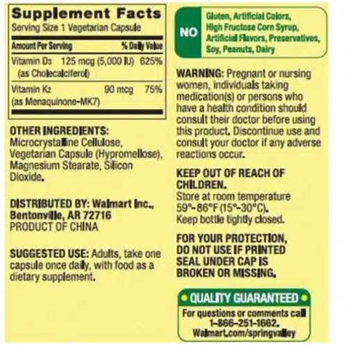 Spring Valley Vitamin K2 and D3 Supplement