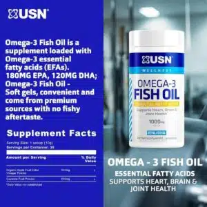 USN Omega-3 Fish Oil 1000 mg (90 Softgels)