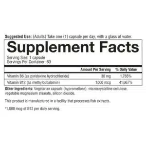 Youtheory Vitamin B12 B6 1000 mcg (60 Capsules)