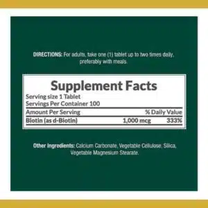 Nature’s Bounty Biotin 1,000 mcg (100 Tablets) in Bangladesh