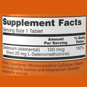 now foods selenium 100 mcg nutrition facts