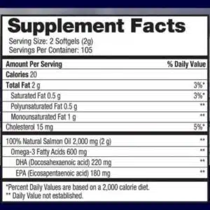 Pure Alaska Omega-3 Wild Alaskan Salmon Fish Oil 1000mg (210 Capsules)