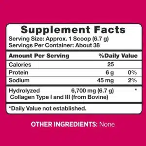 Pink Beauty Collagen Peptides Powder nutrition facts