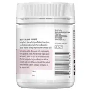Healthy Care Beauty Collagen Tablets – Enhances Skin Firmness & Provides Antioxidant Support – Supplement with Bioactive Collagen Peptides, Biotin & Resveratrol – 60 Tablets