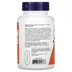 NOW Supplements, Acetyl-L Carnitine 500 mg, Amino Acid, Brain And Nerve Cell Function (100 Veg Capsules)