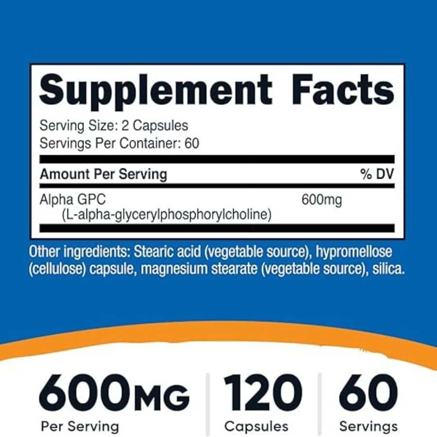 Nutricost Alpha GPC 600mg, 120 Vegetarian Capsules